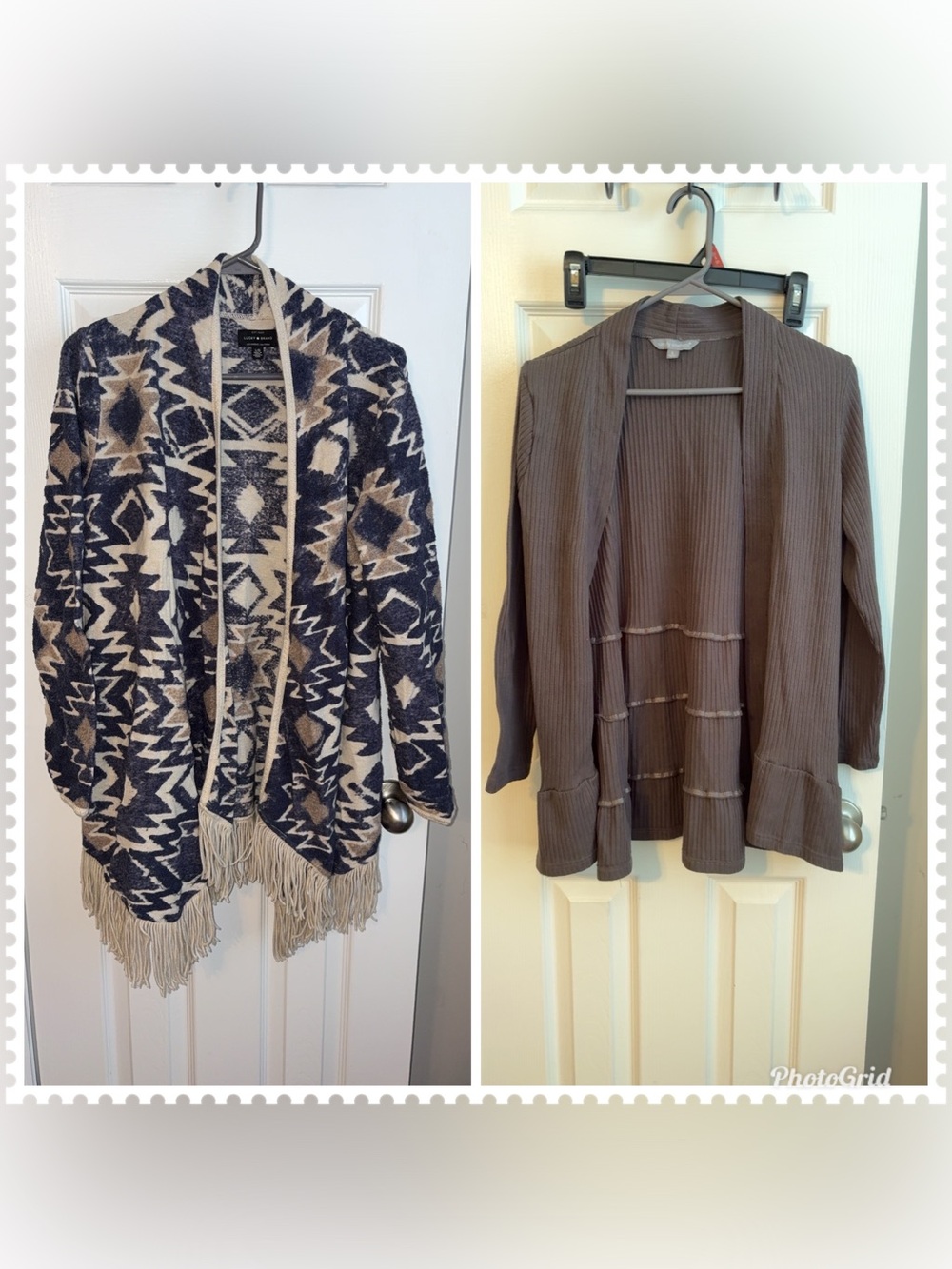 Simply southern & Lucky Brand Navy & Cream Aztec Fringe Open-Front Cardigan